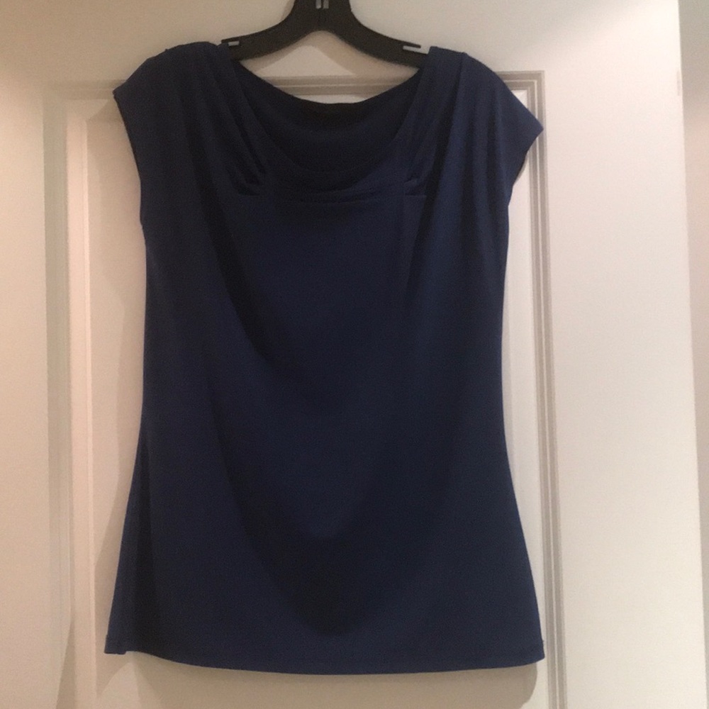 Short Sleeve Navy Blouse